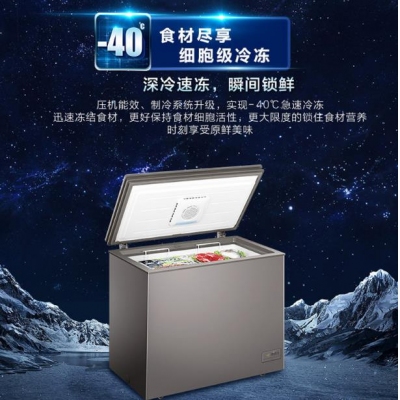 海尔(Haier)200升 卧式冷柜 家用冰柜 小型冰箱 -40度深冷 80%减霜 