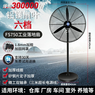 工业电风扇强力落地扇大风量牛角扇商用机械大功率车间工厂壁挂扇六档fs750