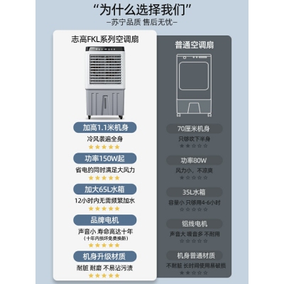 志高210空调扇家用冷风机加水制冷器商用工业冷气电风扇水冷空调50-70平场地