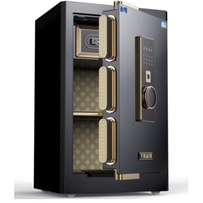 虎牌保险柜家用小型指纹密码WiFi保险箱办公全钢防盗可入墙 60金刚黑 驭尚系列（触控密码+TOUCH指纹识别）